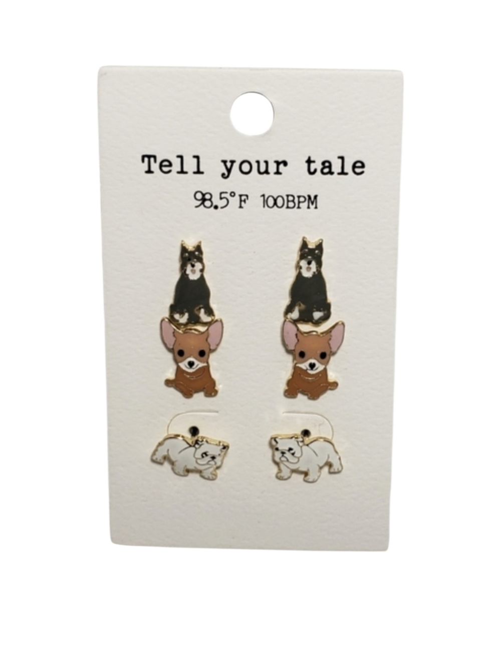Tell Your Tale 3 Pairs Dog Women's Stud Earrings NWT